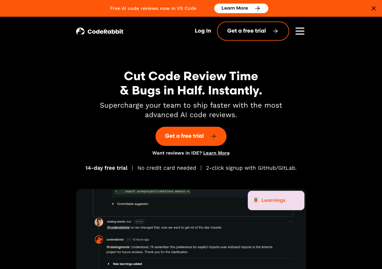 CodeRabbit Code Assistance showing Code Assistance - Effortless Code Generation
