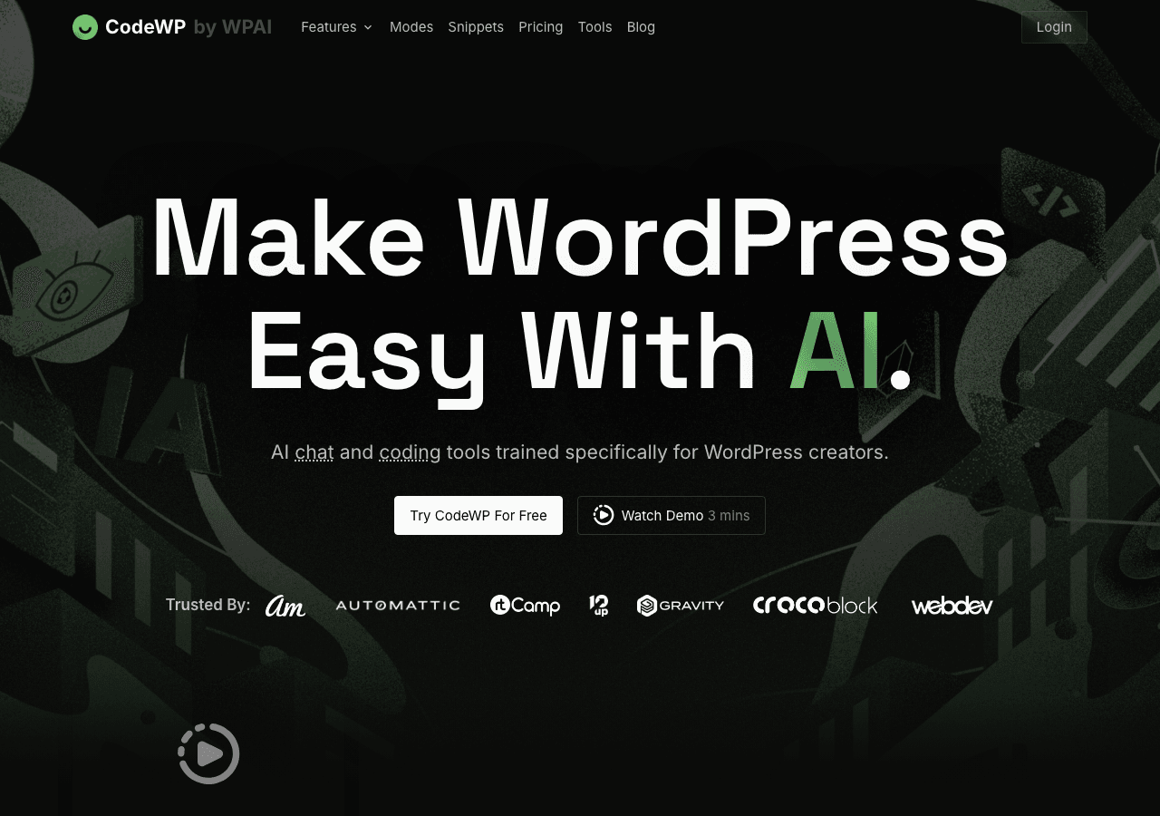 CodeWP Code Assistance showing Code Assistance - Empower Your Code with AI