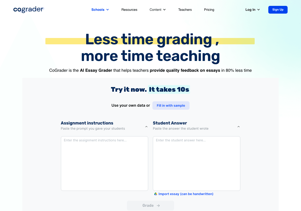 CoGrader Code Assistance showing Code Assistance - Automated Essay Grading Made Easy