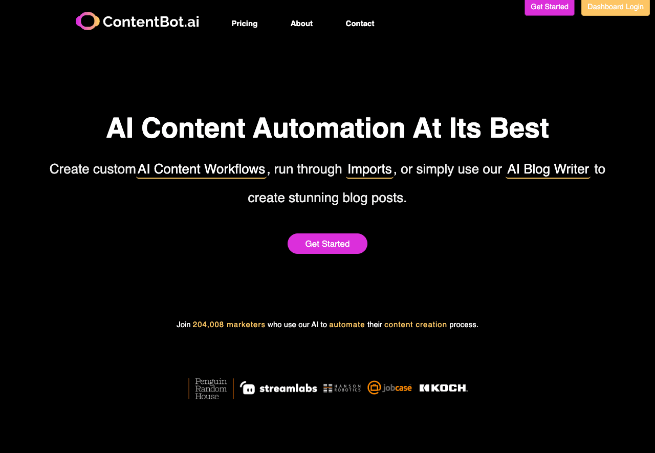 ContentBot.ai Writing & Translation showing Writing & Translation - Transforming Words into Magic