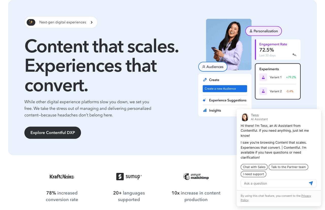 Contentful Productivity & Collaboration showing Productivity & Collaboration - Content infrastructure for digital teams