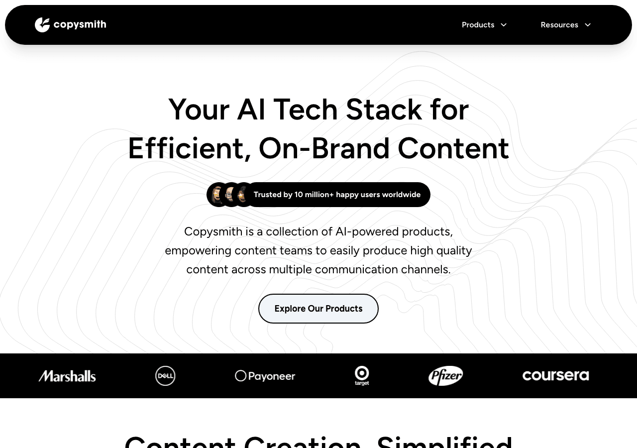 CopySmith Writing & Translation showing Writing & Translation - AI-powered copywriting for everyone