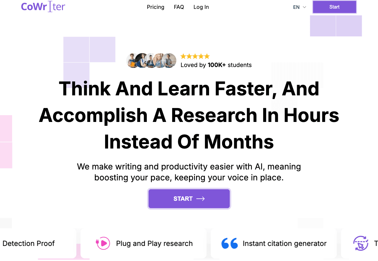 CoWriter AI Writing & Translation showing Writing & Translation - Best AI Copilot for Smart Writing