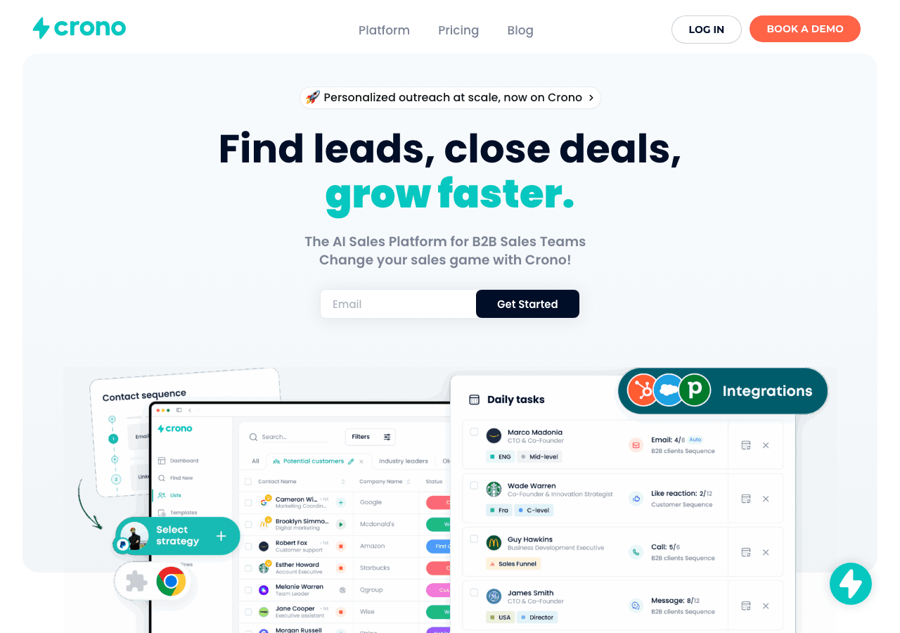 Crono Productivity & Collaboration showing Productivity & Collaboration - AI GTM Platform: From Leads to Deals with Automatio