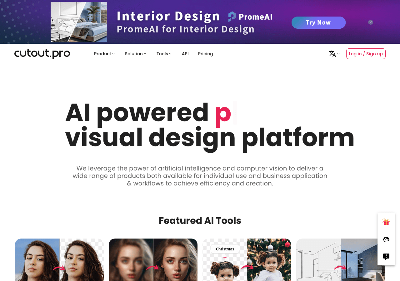 Cutout.Pro Image Generation showing Image Generation - AI-powered visual editing for everyone: backgrounds, enhancement, art,