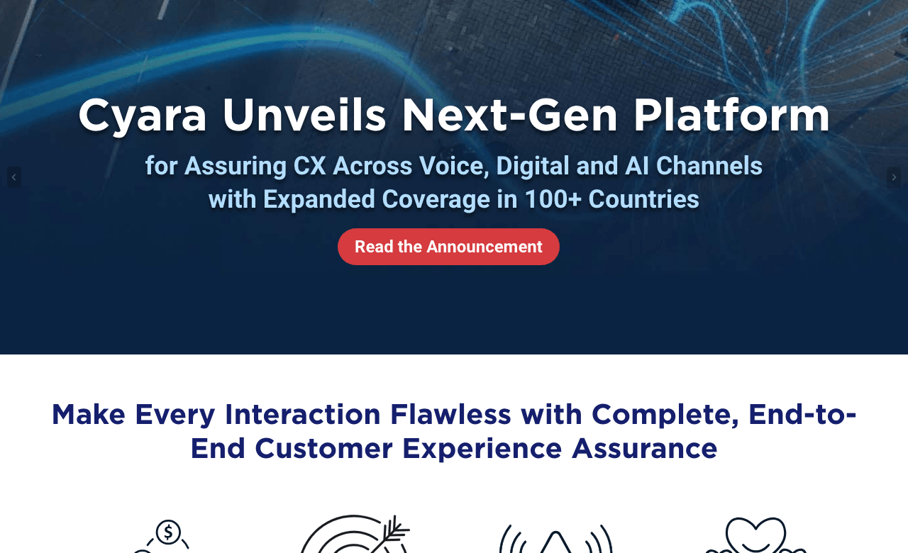 Cyara Conversational AI showing Conversational AI - AI-Led CX Assurance, Productivity & Growth Platform