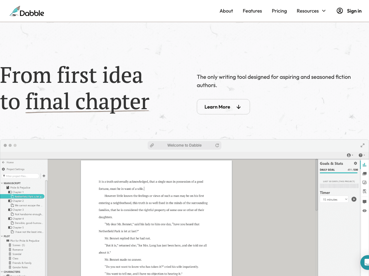 Dabble Writing & Translation showing Writing & Translation - Craft your story