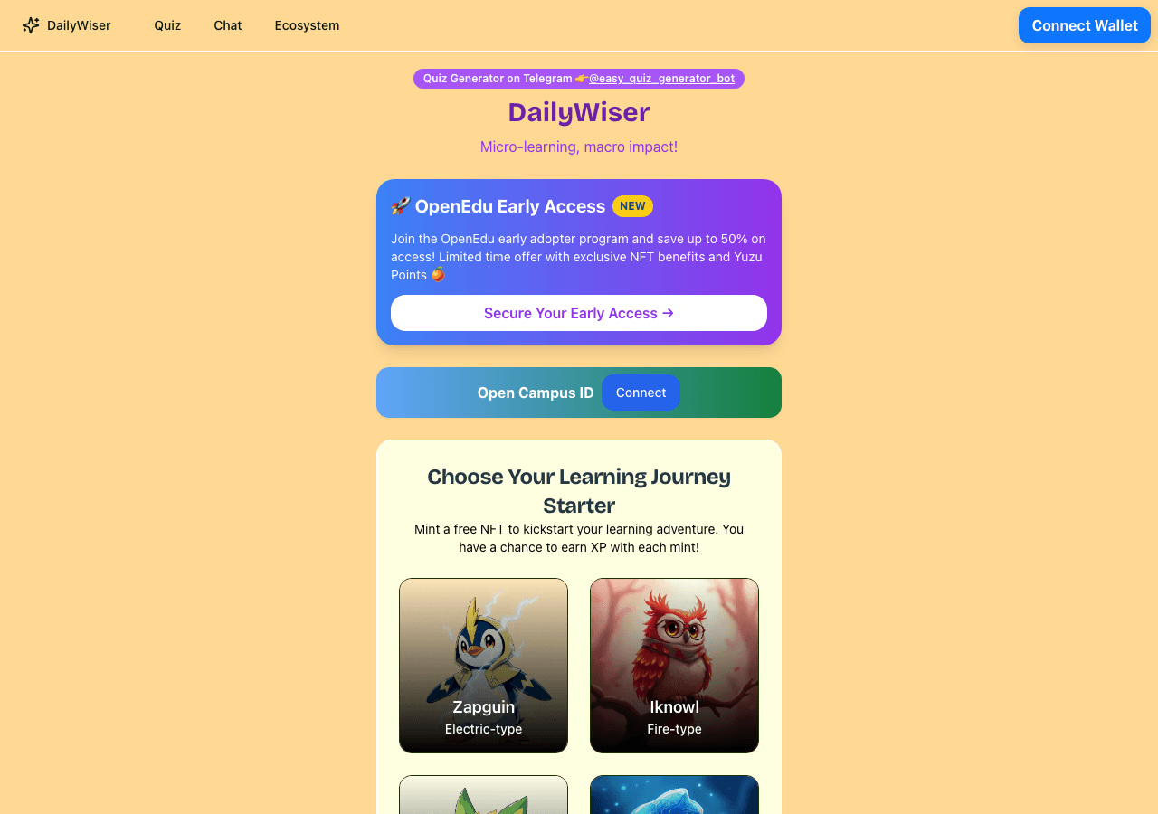 Daily Wiser Conversational AI showing Conversational AI - Empowering your daily decisions