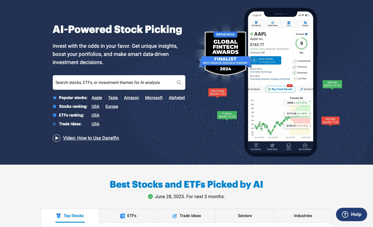 Danelfin Data Analytics showing Data Analytics - AI-powered stock insights and ratings for smarter investing