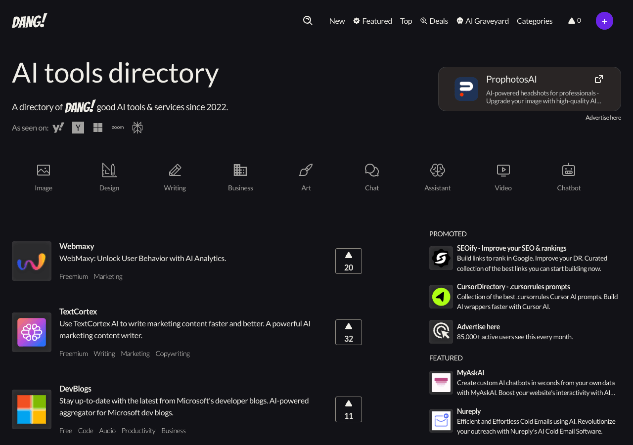 Dang.ai Search & Discovery showing Search & Discovery - Empowering your content with AI