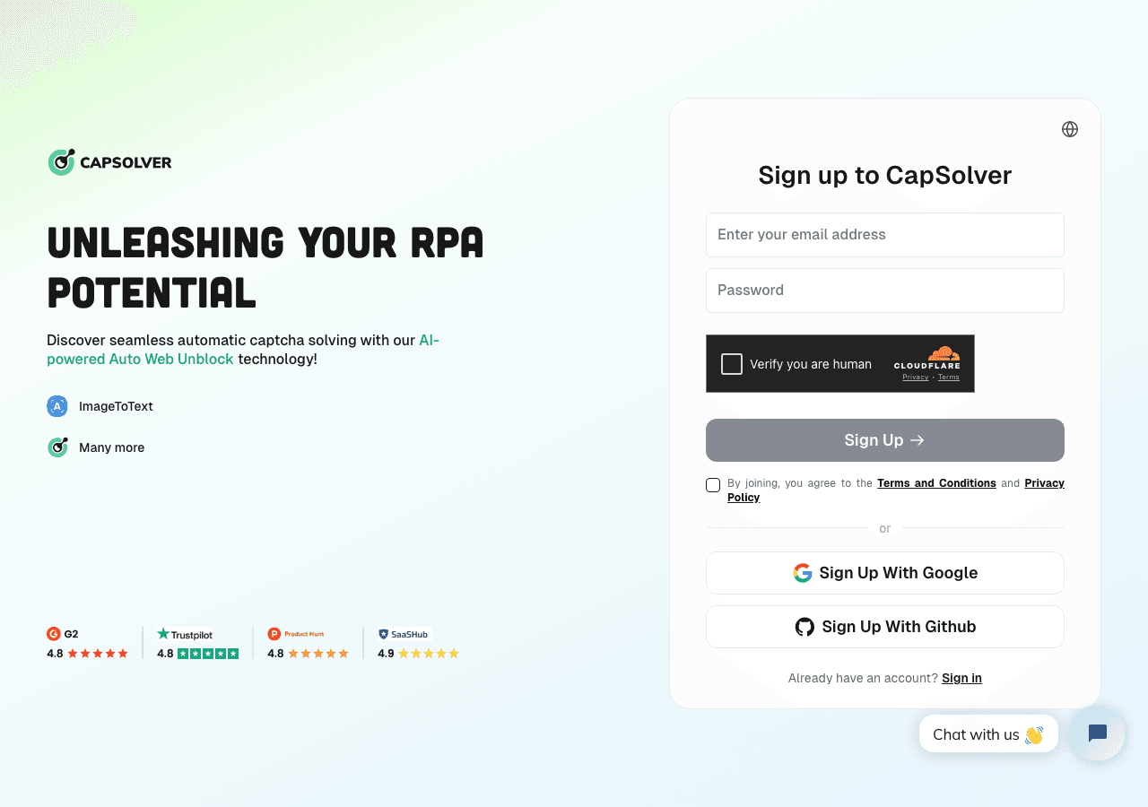 CapSolver AI Agents showing captcha solver - The best automatic captcha recognition service
