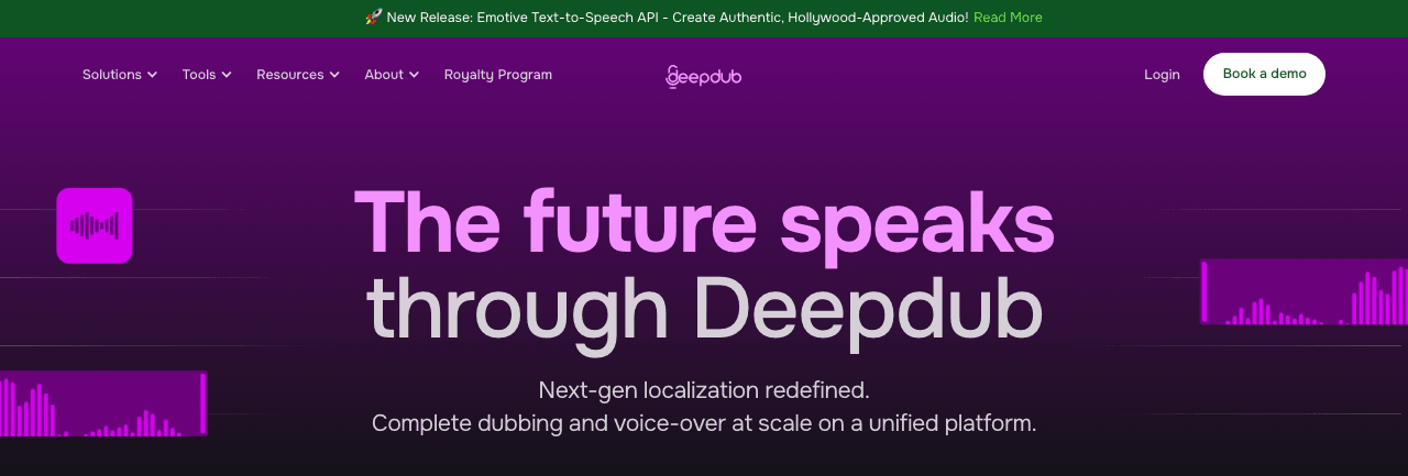 Deepdub Audio Generation showing Audio Generation - Empowering global communication through seamless dubbing