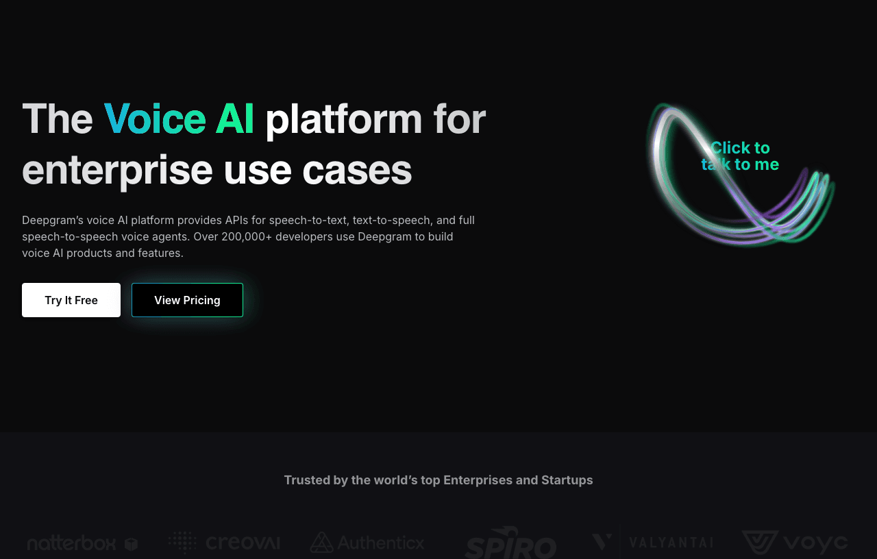 Deepgram Audio Generation showing speech recognition - Unleash the power of your voice data