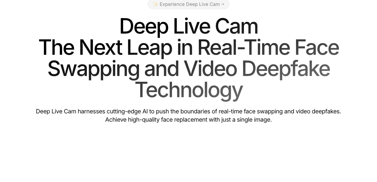 Deep Live Cam Image Generation showing Image Generation - Seamless real-time face swapping for your live streams and videos w