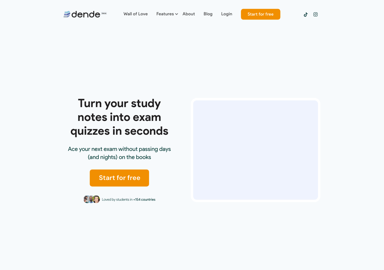 dende Conversational AI showing Conversational AI - AI Quiz Generator to Ace Your Exams