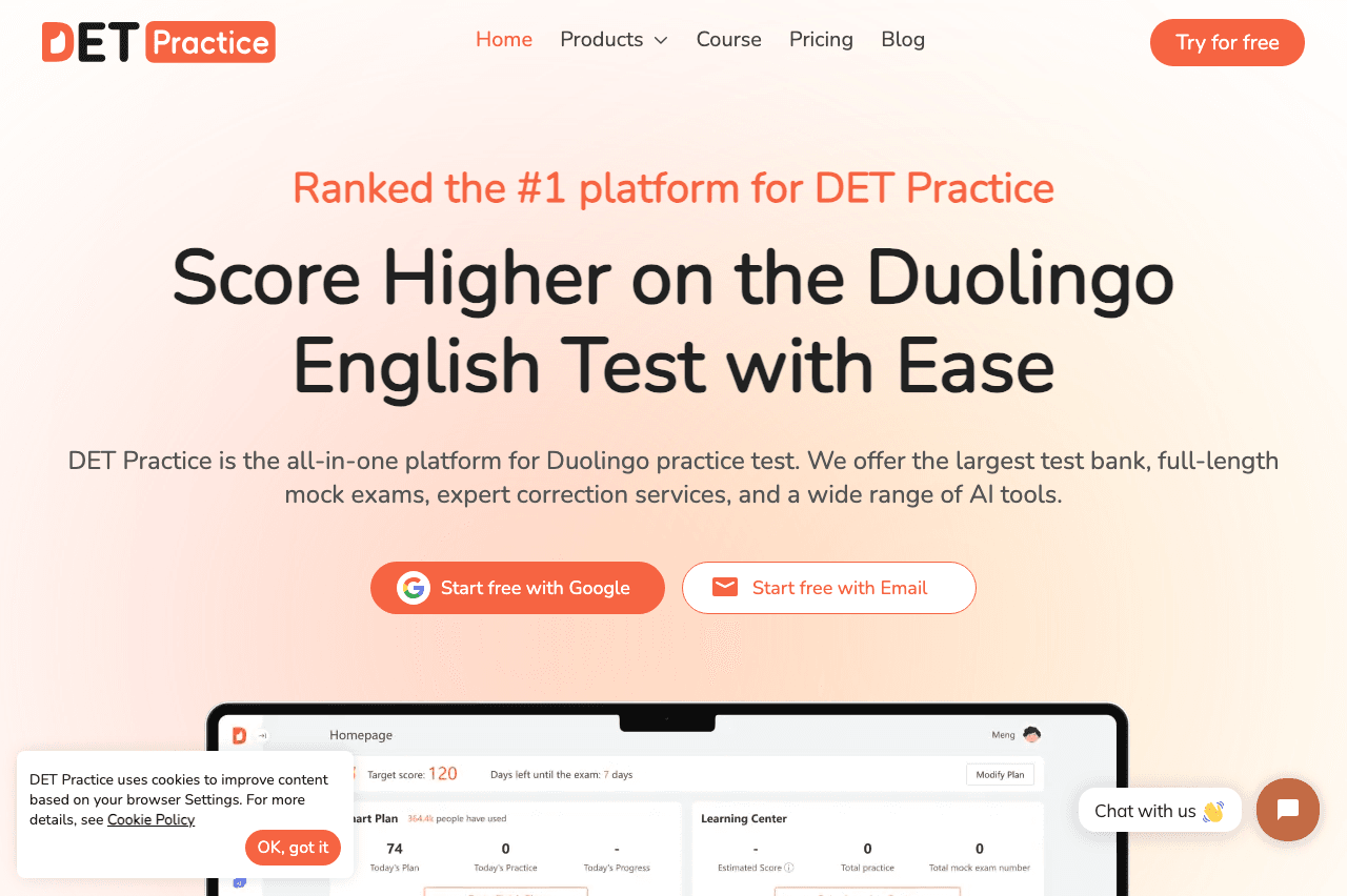 DET Practice Writing & Translation showing Writing & Translation - Ace the Duolingo English Test with AI-powered practice and