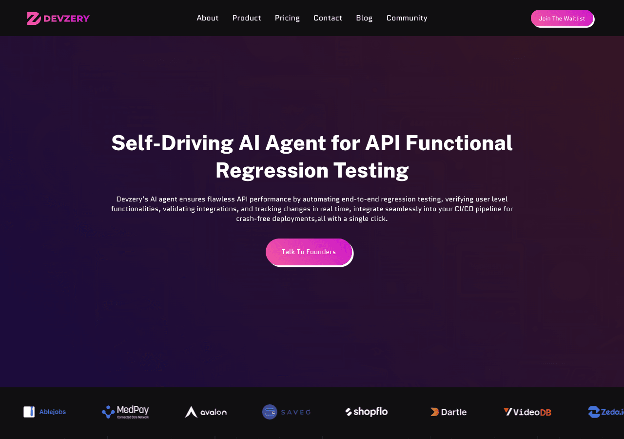 Devzery Code Assistance showing Code Assistance - Self-Driving AI for Bug-Free API Testing and Crash-Free Deployments
