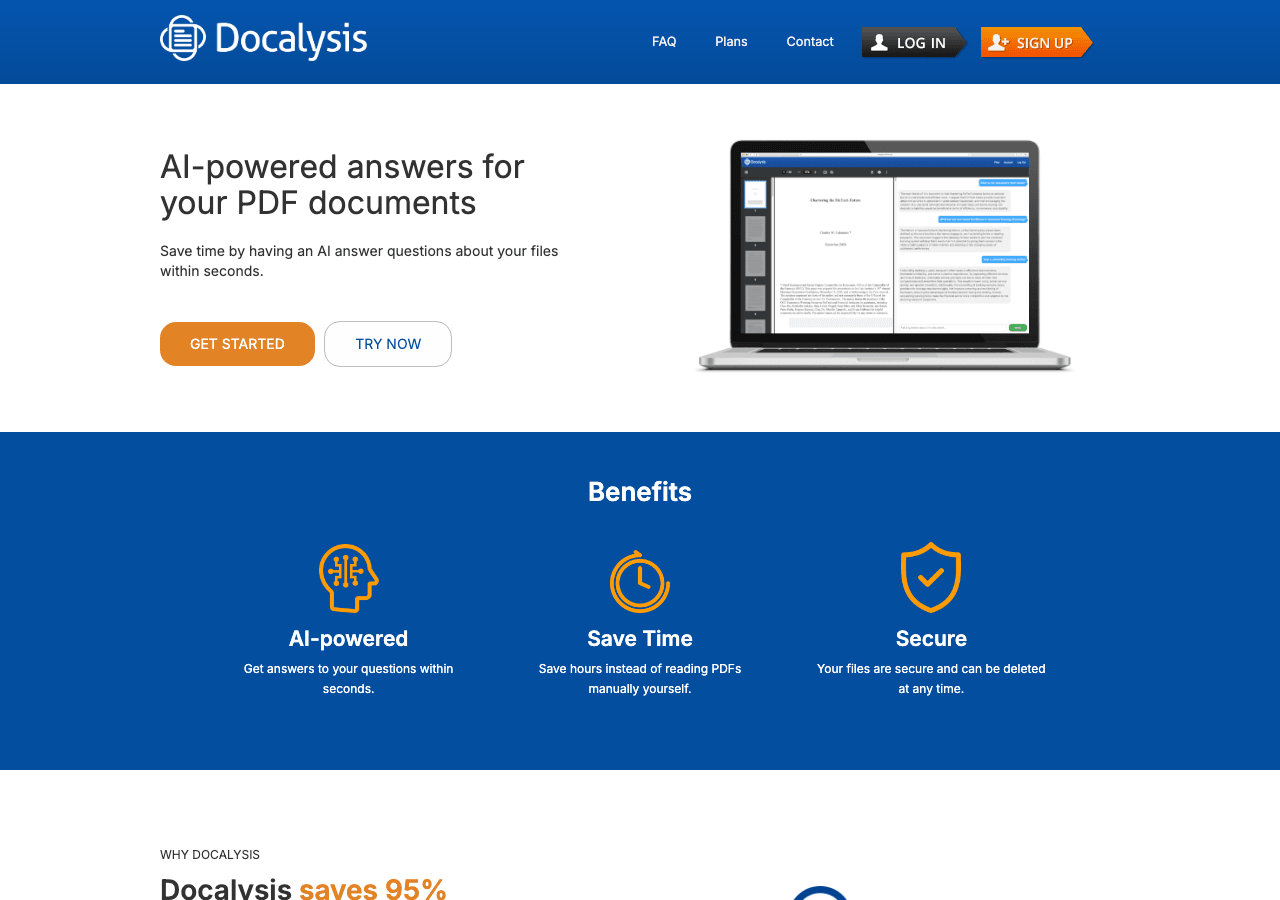 Docalysis Conversational AI showing Conversational AI - Transforming documents with AI