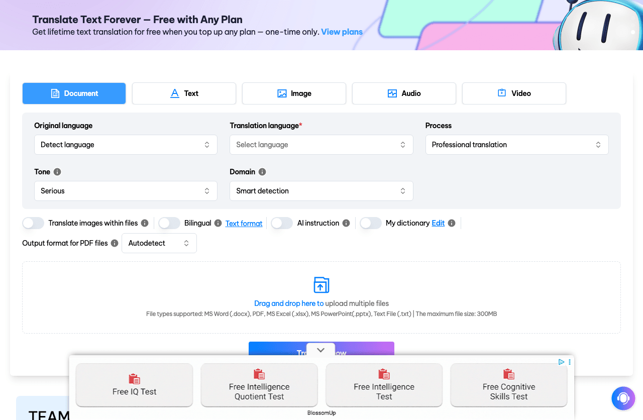DocTranslate.io Writing & Translation showing Writing & Translation - Breaking language barriers for seamless communication