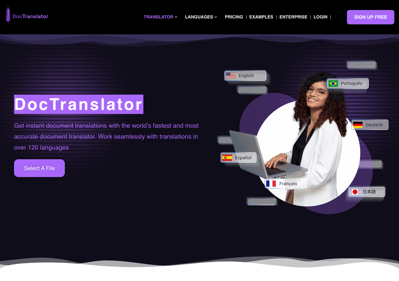 DocTranslator Writing & Translation showing Writing & Translation - Translate Documents Effortlessly