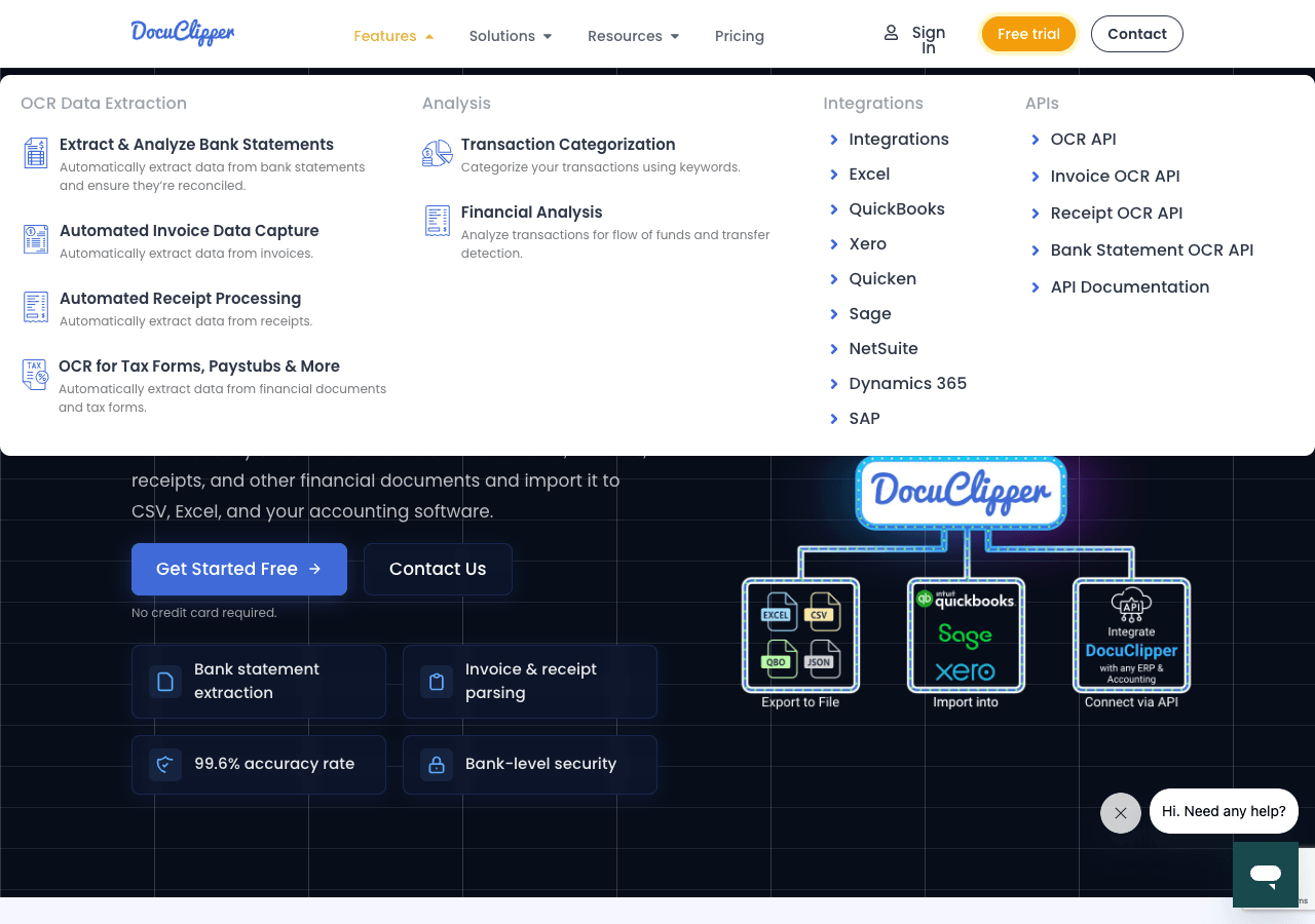 DocuClipper Data Analytics showing Data Analytics - Automate Data Extraction from Documents