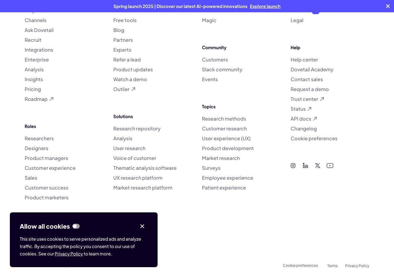 Dovetail Conversational AI showing Conversational AI - Centralize, analyze, and act on customer insights with AI