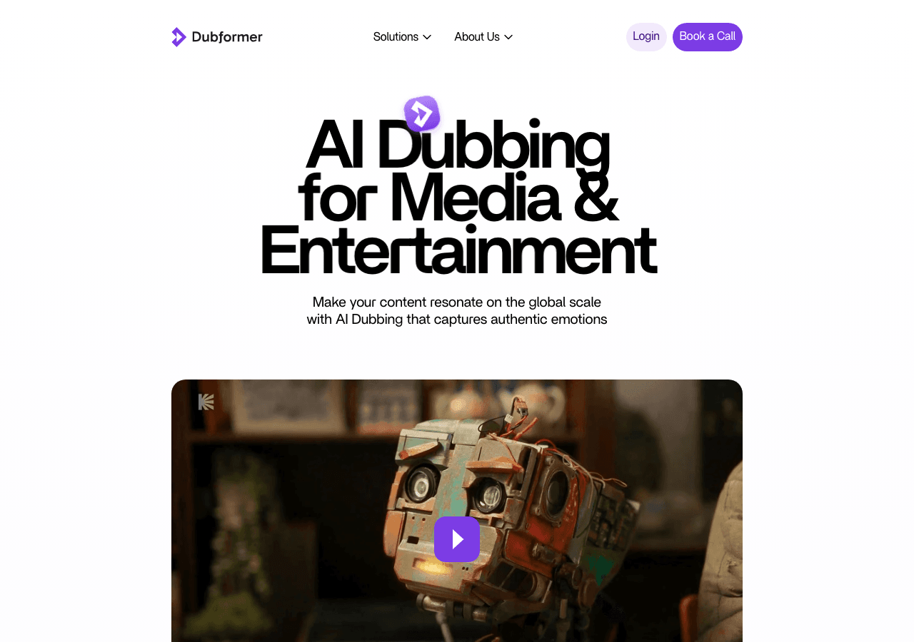 Dubformer Audio Editing showing Audio Editing - Emotional AI Dubbing for Studios & Teams