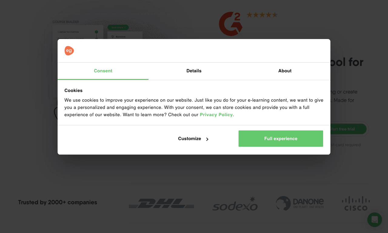 Easygenerator Writing & Translation showing Writing & Translation - Create, share, and track interactive e-learning—fast, eas