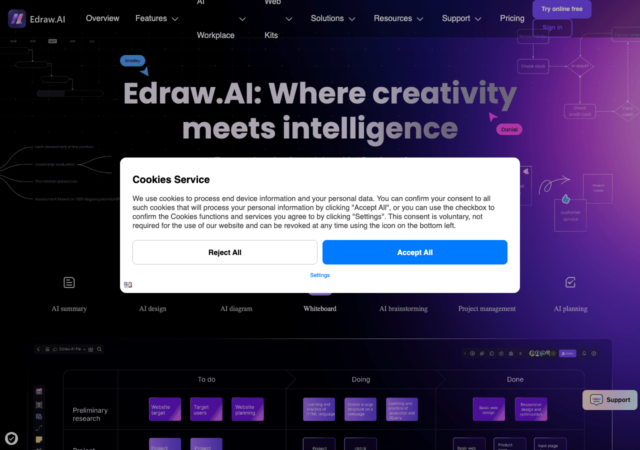 Edraw.AI Design showing Design - Empower Your Creativity with AI