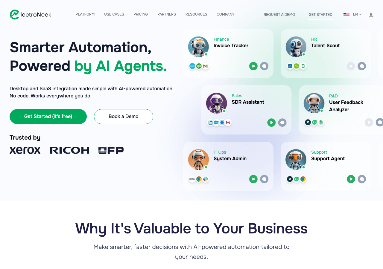 ElectroNeek Marketing Automation showing Marketing Automation - RPA for Humans