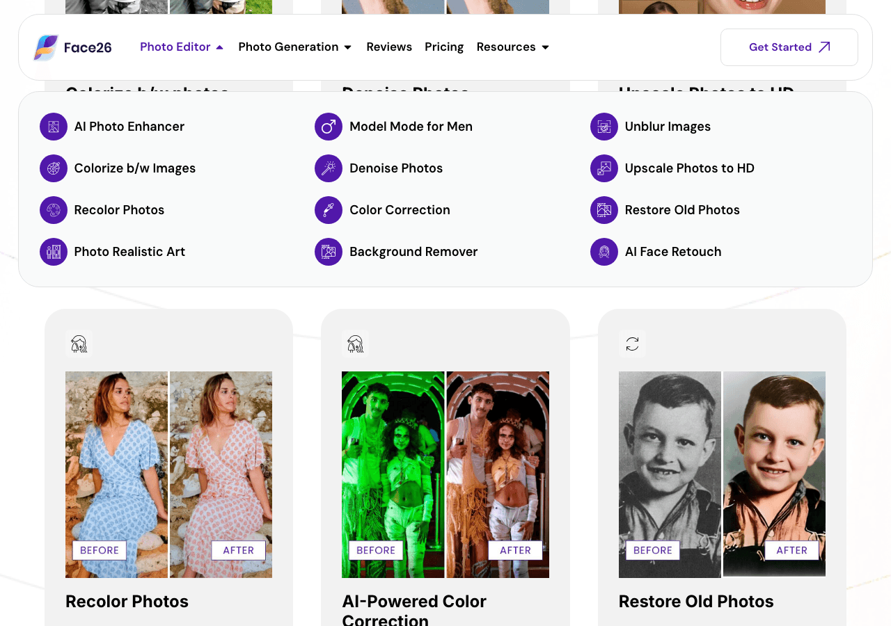 Face26 Image Generation showing Image Generation - Revive Your Memories With One Click