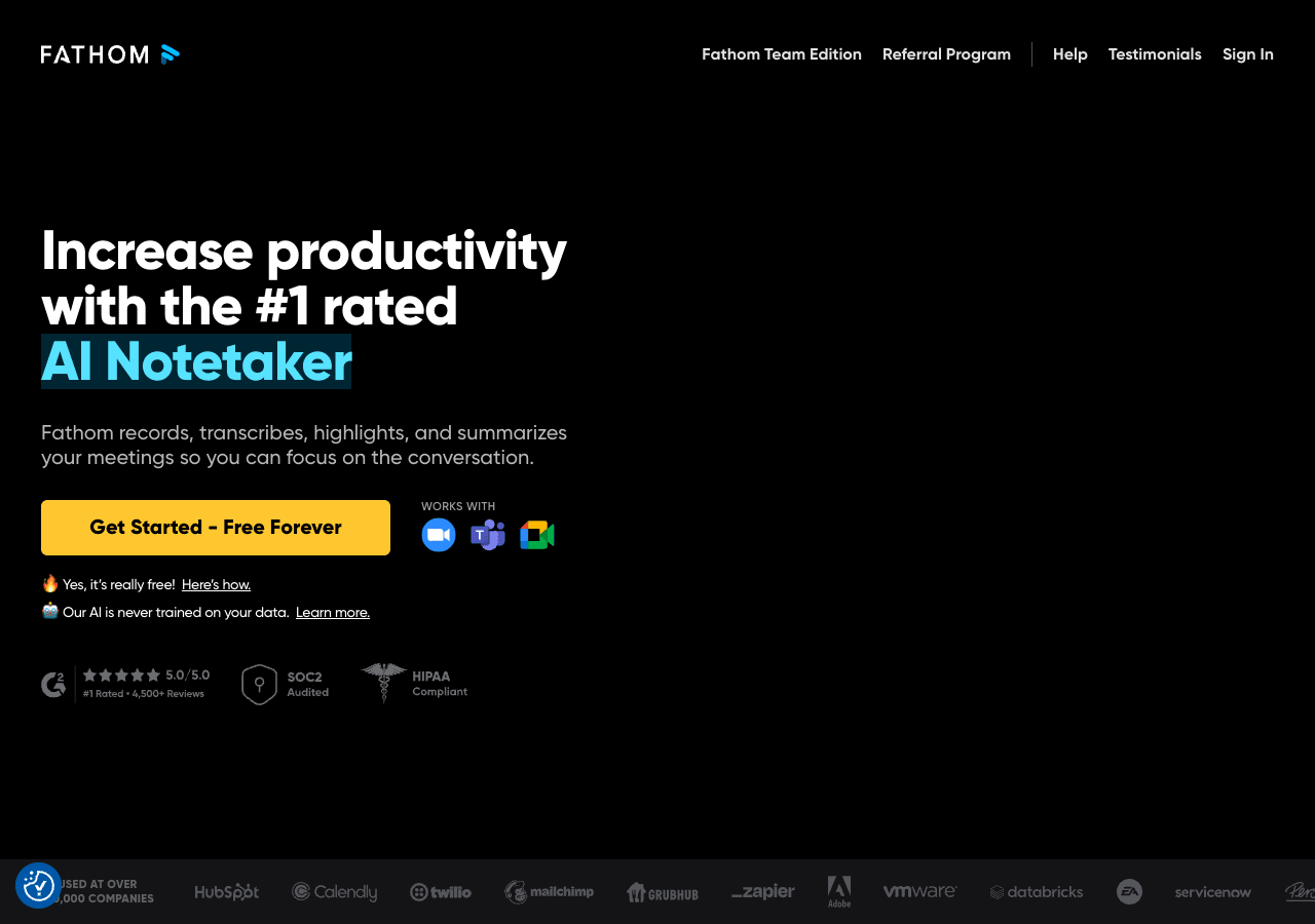 Fathom Productivity & Collaboration showing Productivity & Collaboration - Turn every conversation into momentum