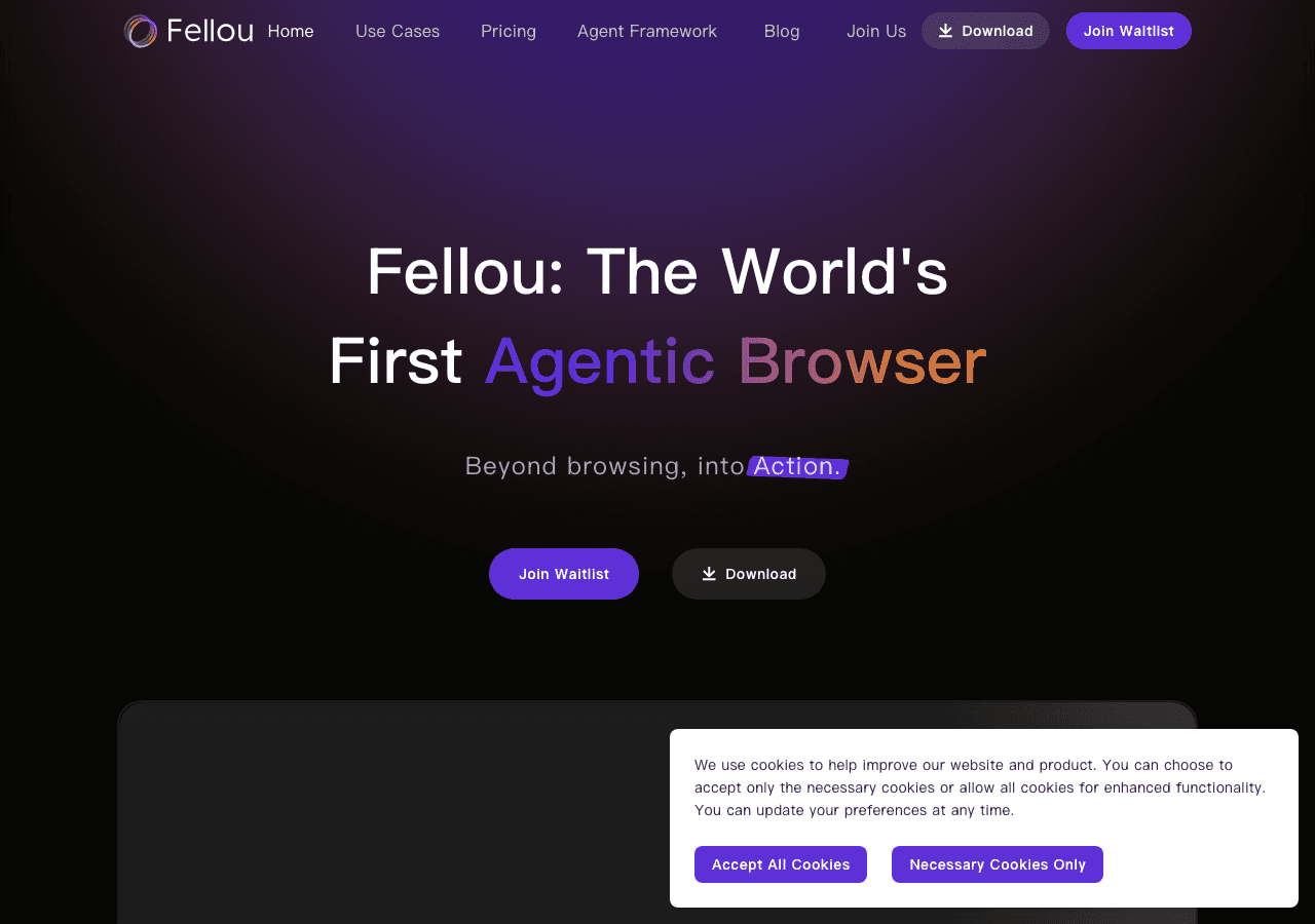 Fellou Productivity & Collaboration showing ai browser - Transforming text with AI
