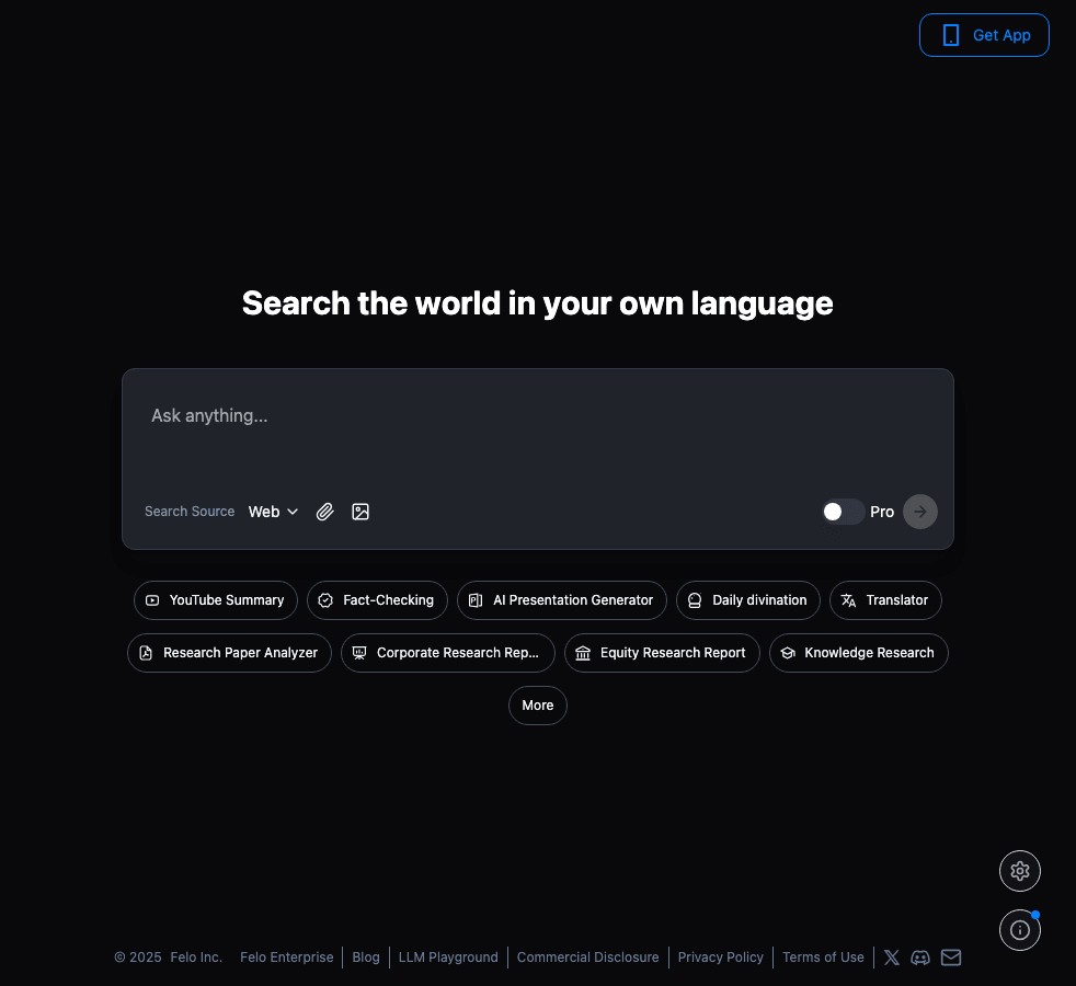 Felo AI Search & Discovery showing Search & Discovery - Empowering Your Content with AI