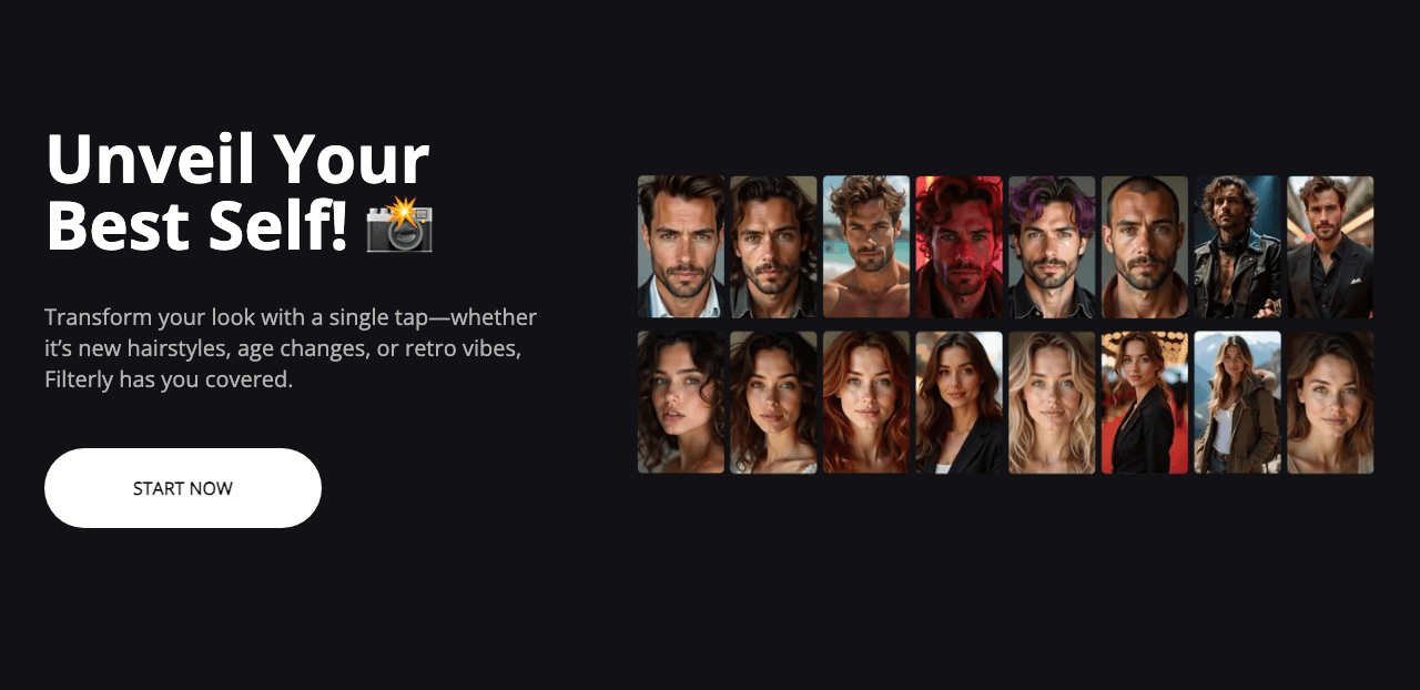 Filterly Image Generation showing Image Generation - Unveil your best self—transform your look with a single tap.