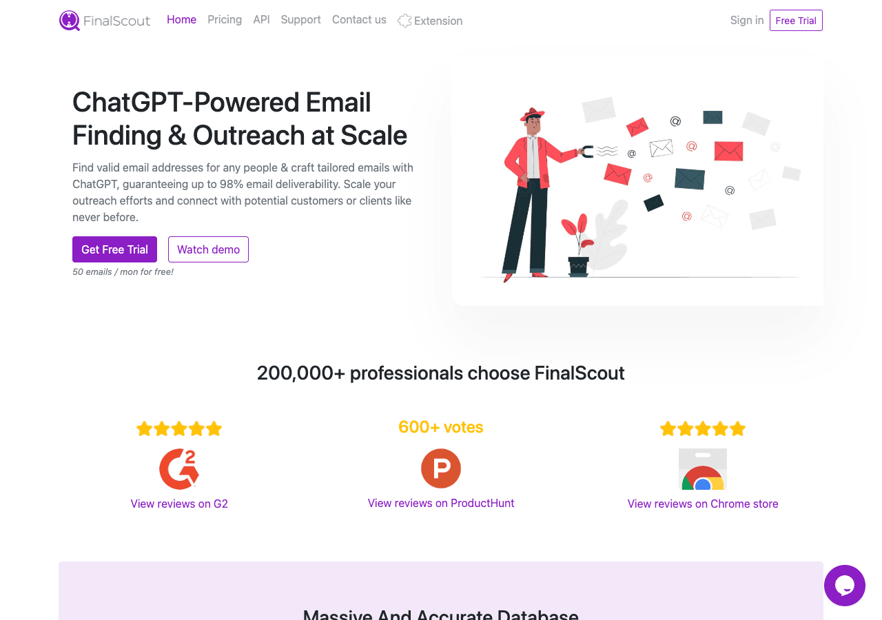 FinalScout Marketing Automation showing Marketing Automation - Extract Emails & Automate Outreach on LinkedIn with AI