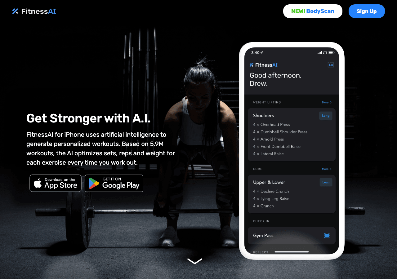 FitnessAI Data Analytics showing Data Analytics - Personalized fitness powered by AI—custom plans, smart tracking, and in-dep