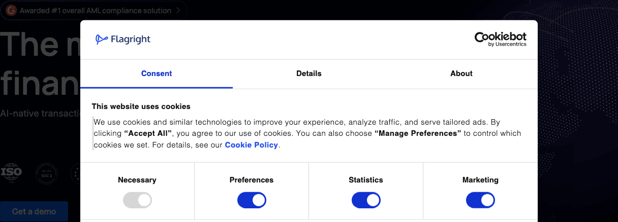 Flagright Data Analytics showing Data Analytics - AI-native AML: Monitor, screen, and report in real-time