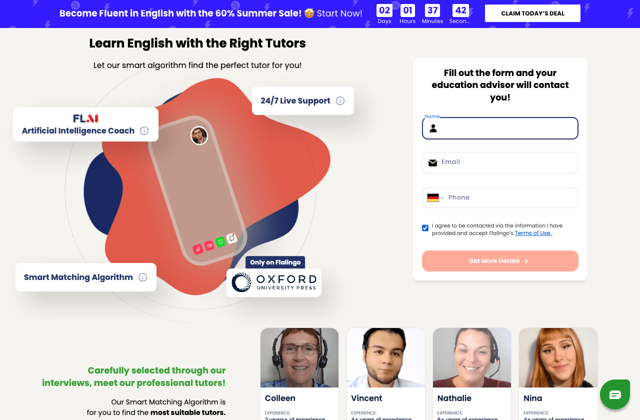 Flalingo Conversational AI showing Conversational AI - Empowering seamless multilingual communication
