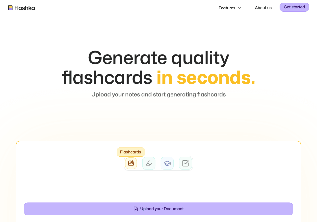 Flashka Conversational AI showing Conversational AI - Learn faster, remember longer with AI flashcards