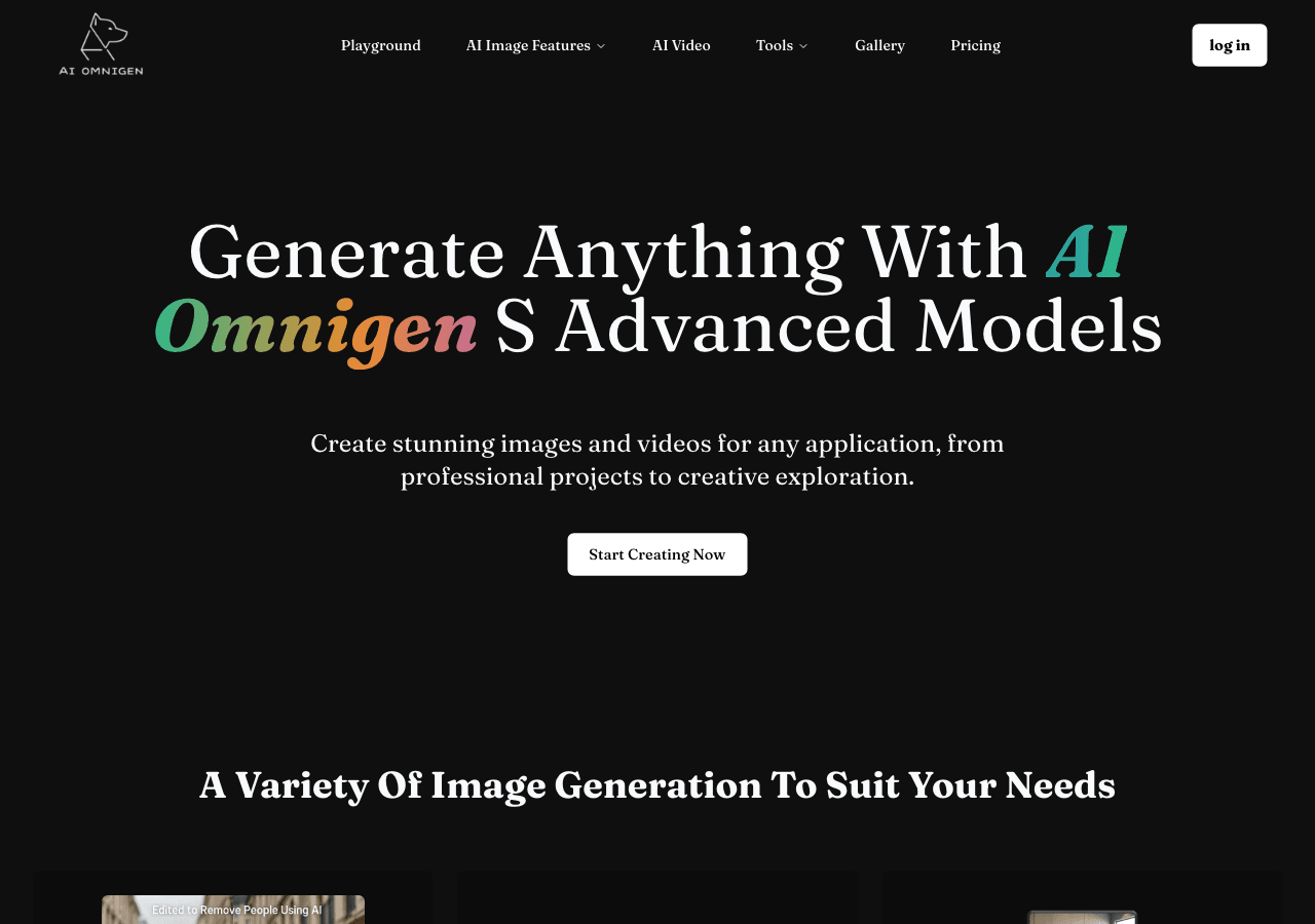AI Omnigen Image Generation showing Image Generation - Create unique AI images, edit and transform visuals with powerful Flux