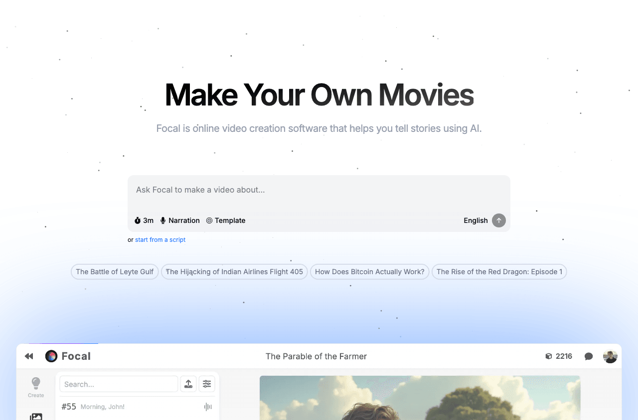 Focal Video Generation showing Video Generation - Make your own TV shows and movies with AI
