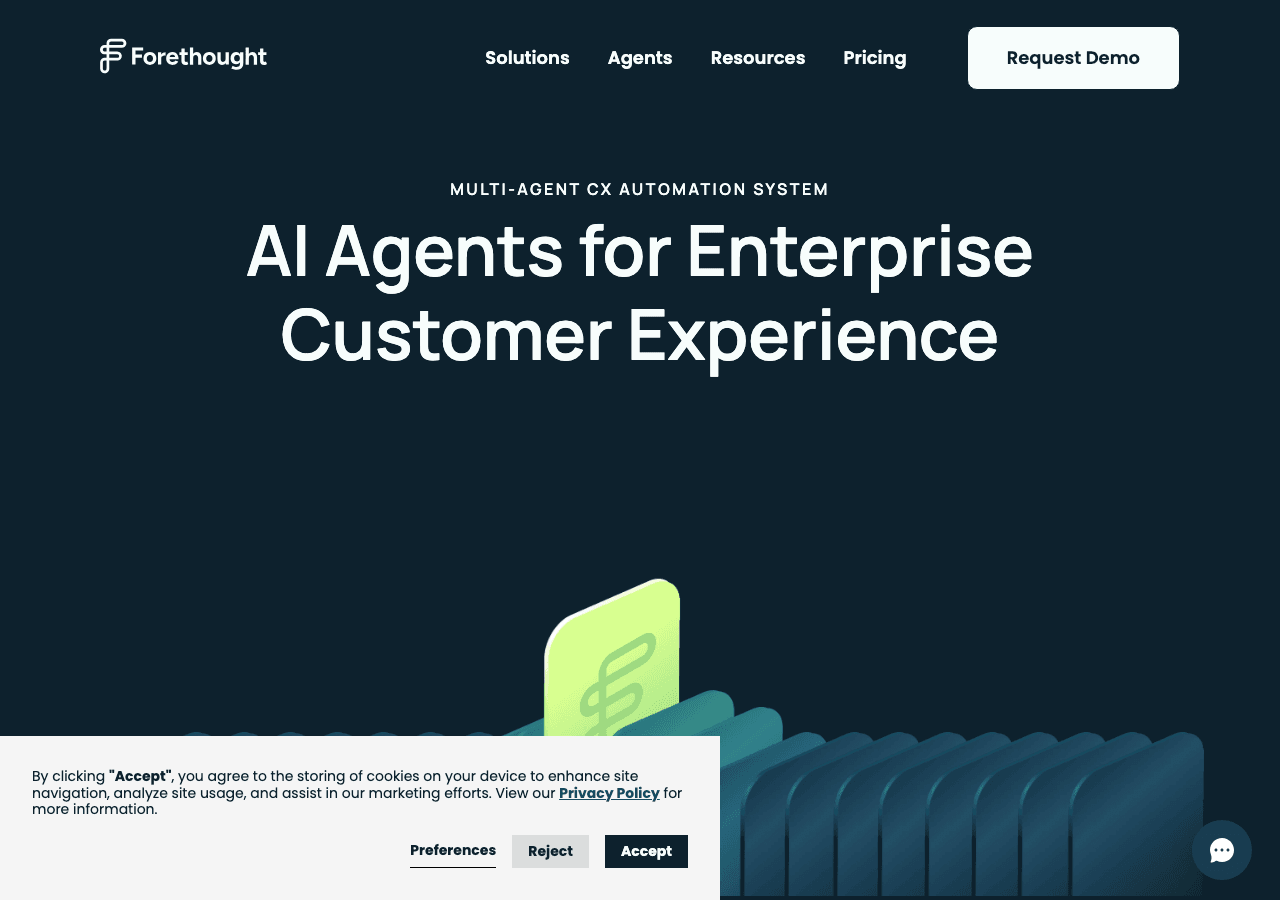 Forethought Conversational AI showing Conversational AI - Enterprise AI Agents for Every Customer Moment