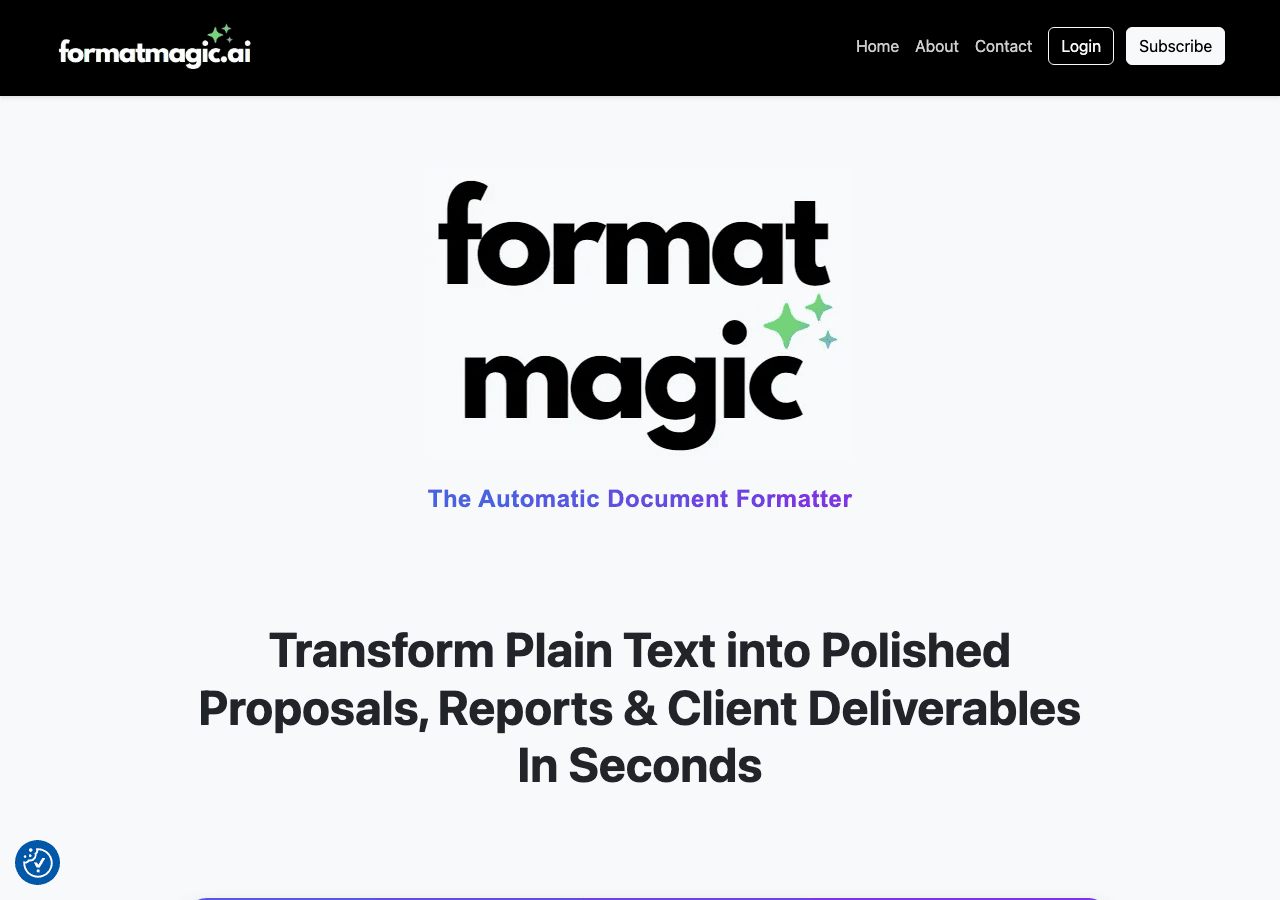 Format Magic Design showing Design - Transform plain text, ChatGPT outputs, and docs into professional formats instantly!