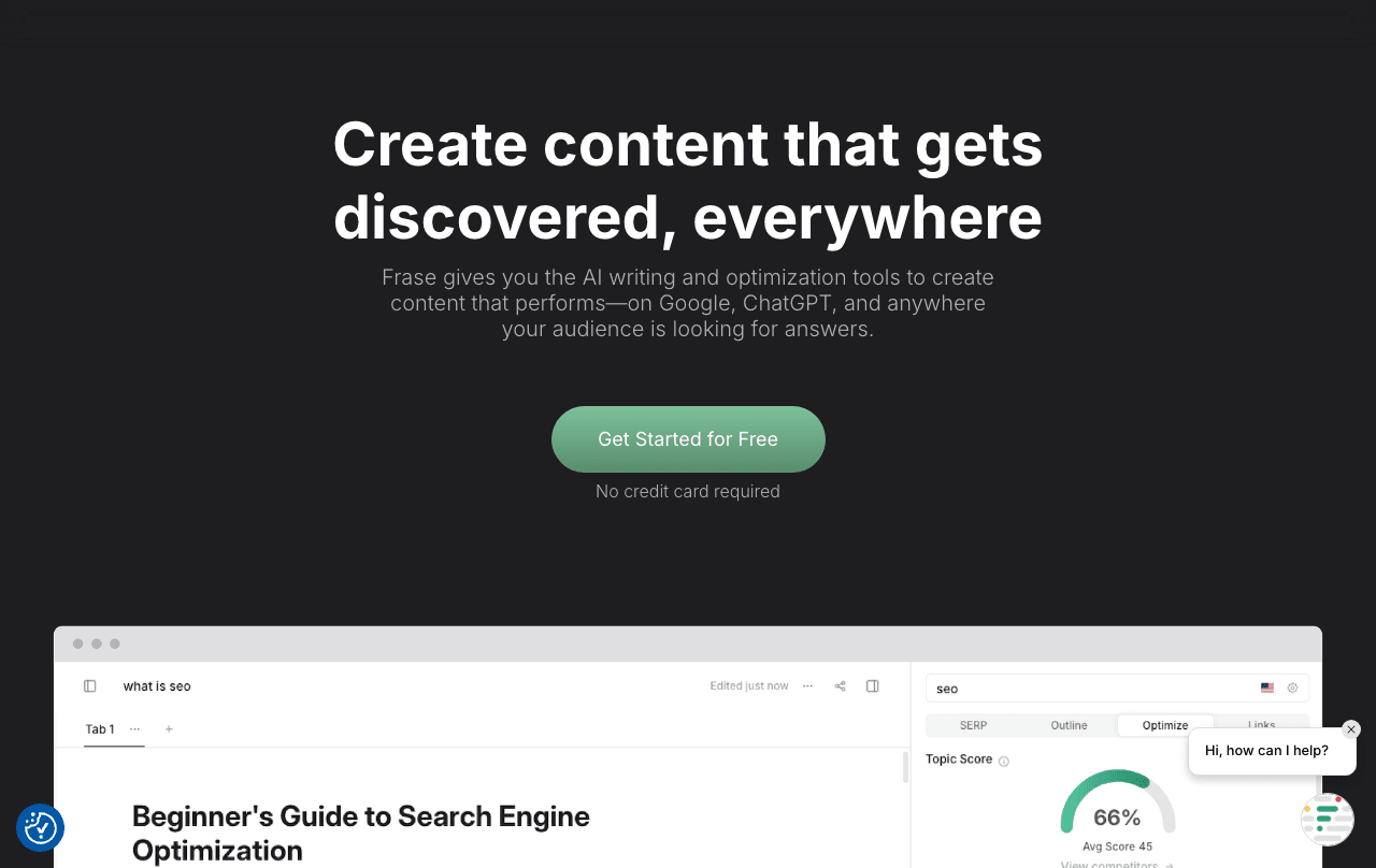 Frase Writing & Translation showing Writing & Translation - Create content that gets discovered, everywhere
