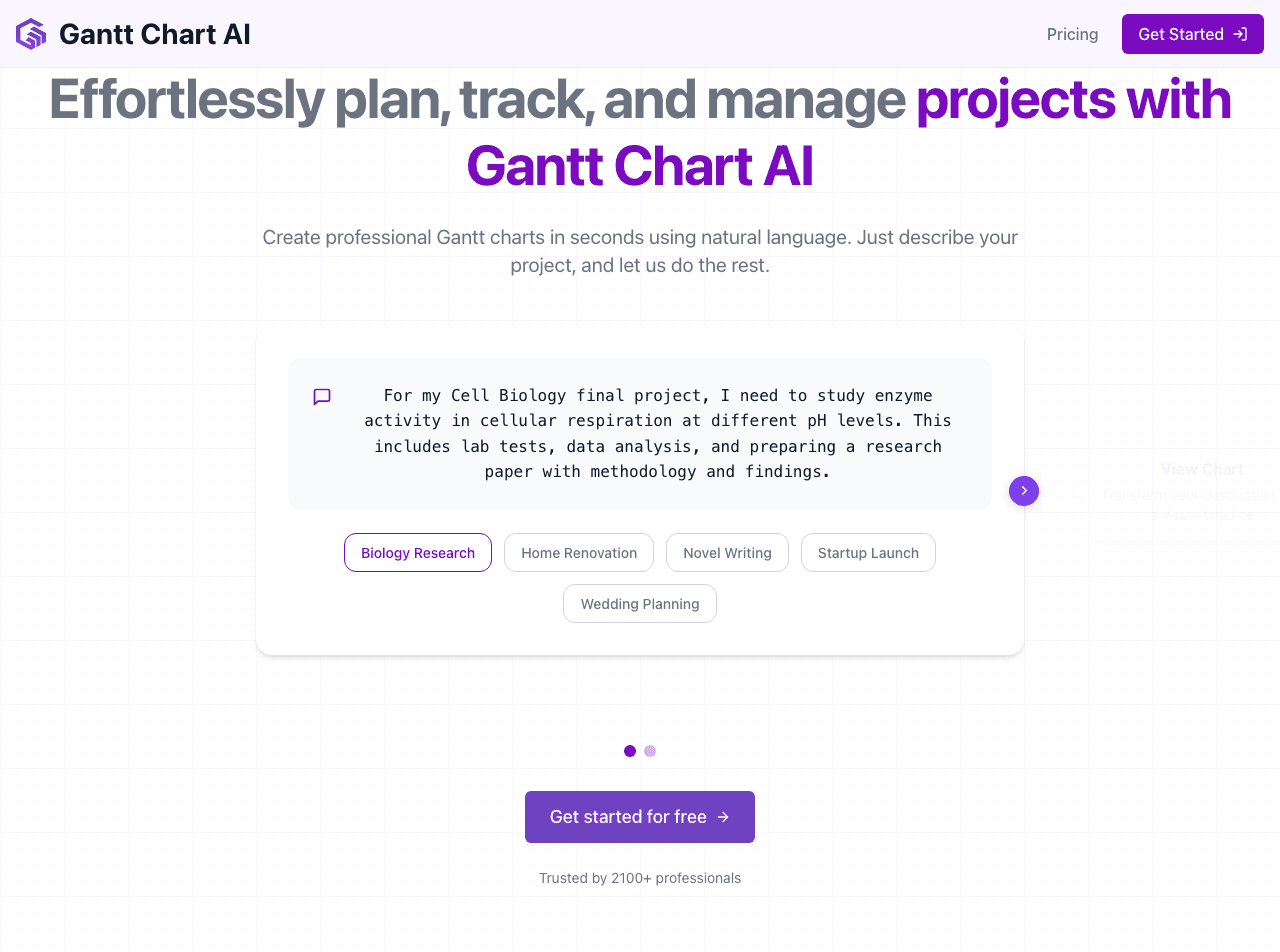 GanttChart AI Productivity & Collaboration showing Productivity & Collaboration - Effortlessly create Gantt charts