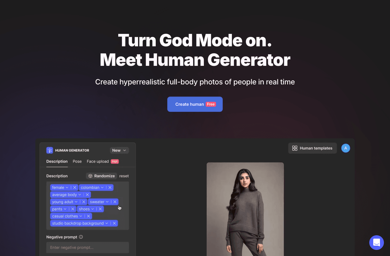 Generated Photos Image Generation showing Image Generation - Create Unique Human Faces