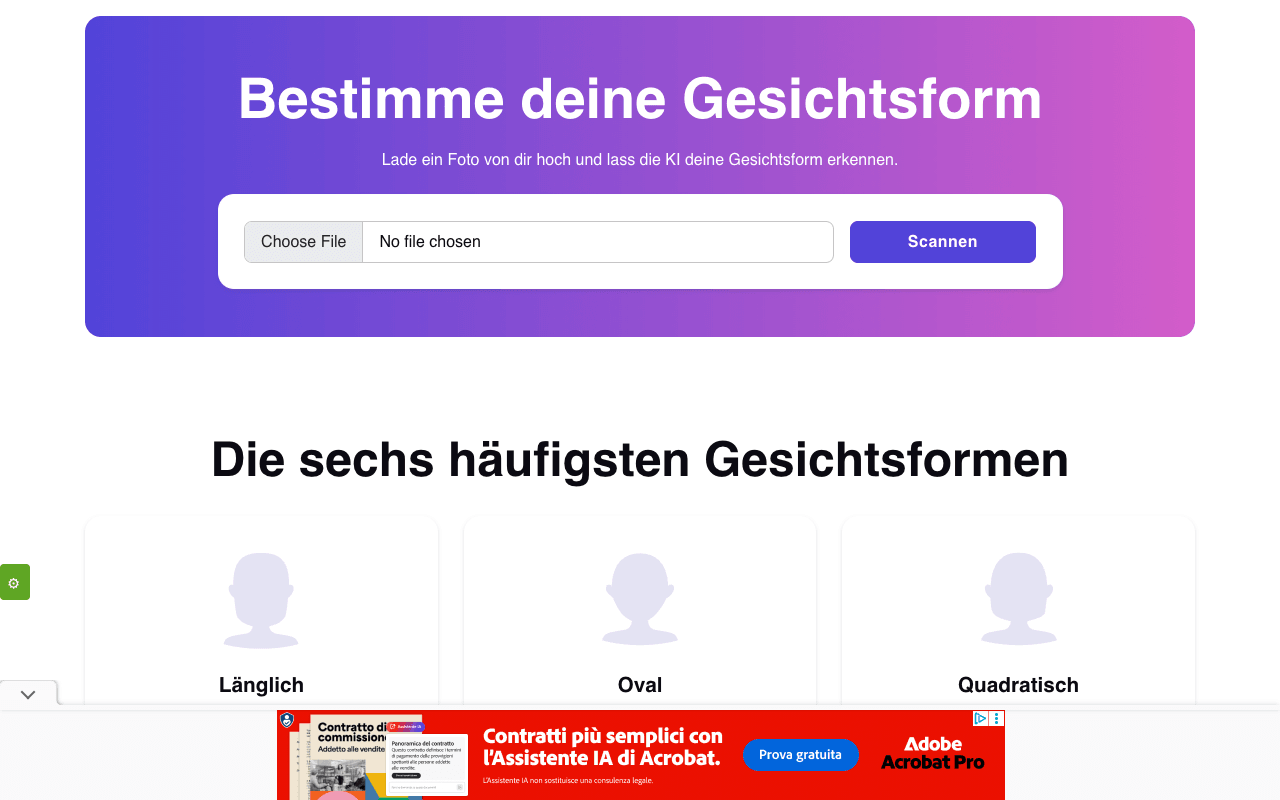 Gesichtsform bestimmen mit KI Design showing Design - Discover your face shape with AI