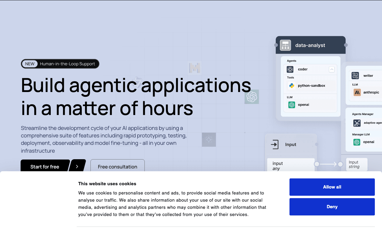 Dynamiq Conversational AI showing Conversational AI - Empowering your content with AI