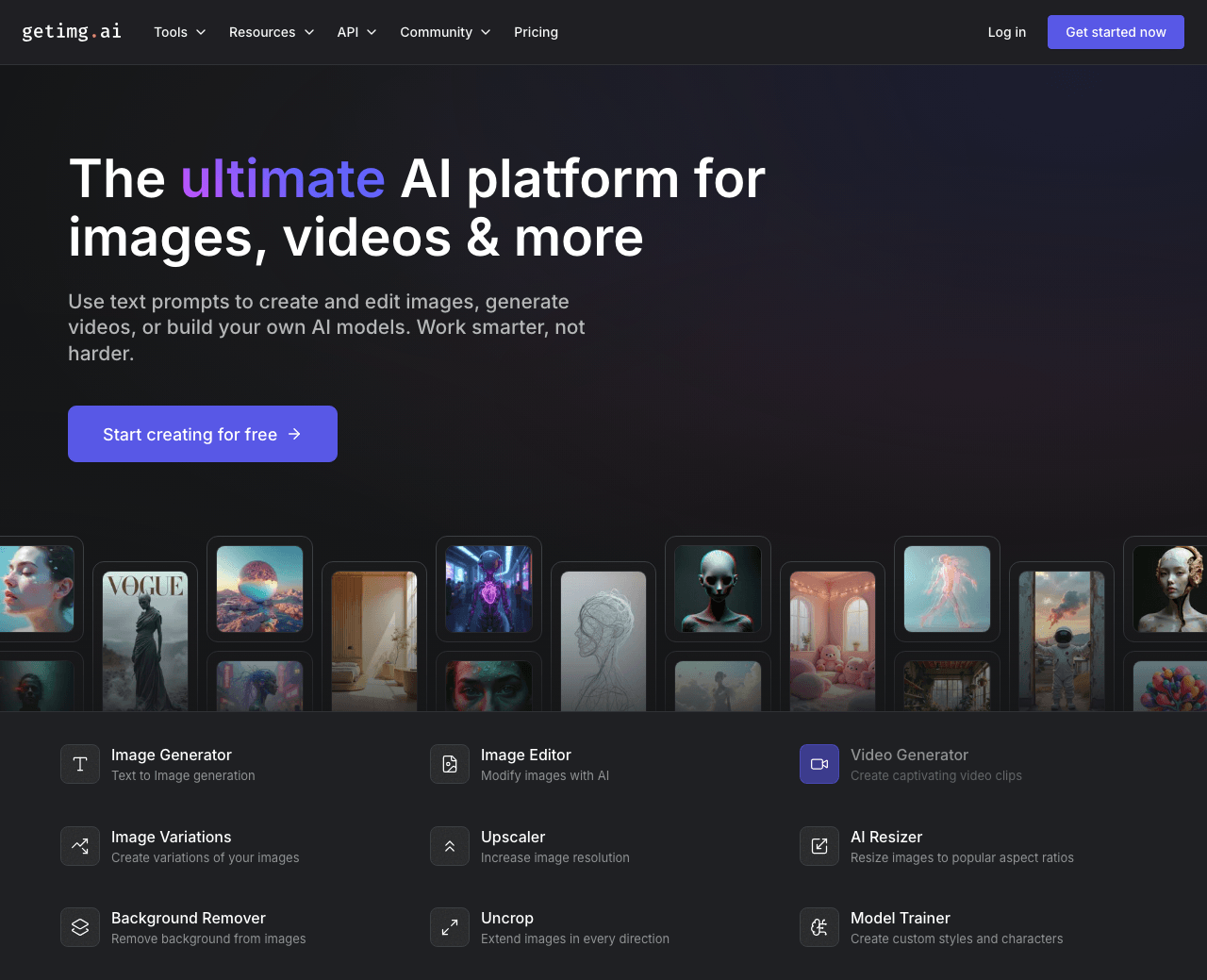 getimg.ai Image Generation showing Image Generation - AI-powered image and video creation studio
